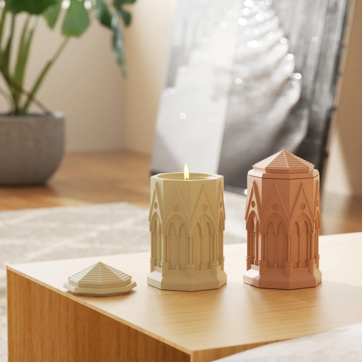 Tall Elegant Gothic Architecture Candle Jar Silicone Mold with 7oz Candle Refill Mold - Image 4