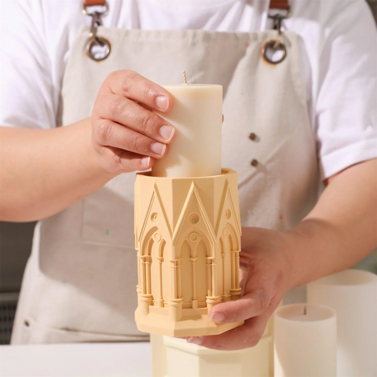 Tall Elegant Gothic Architecture Candle Jar Silicone Mold with 7oz Candle Refill Mold - Image 7