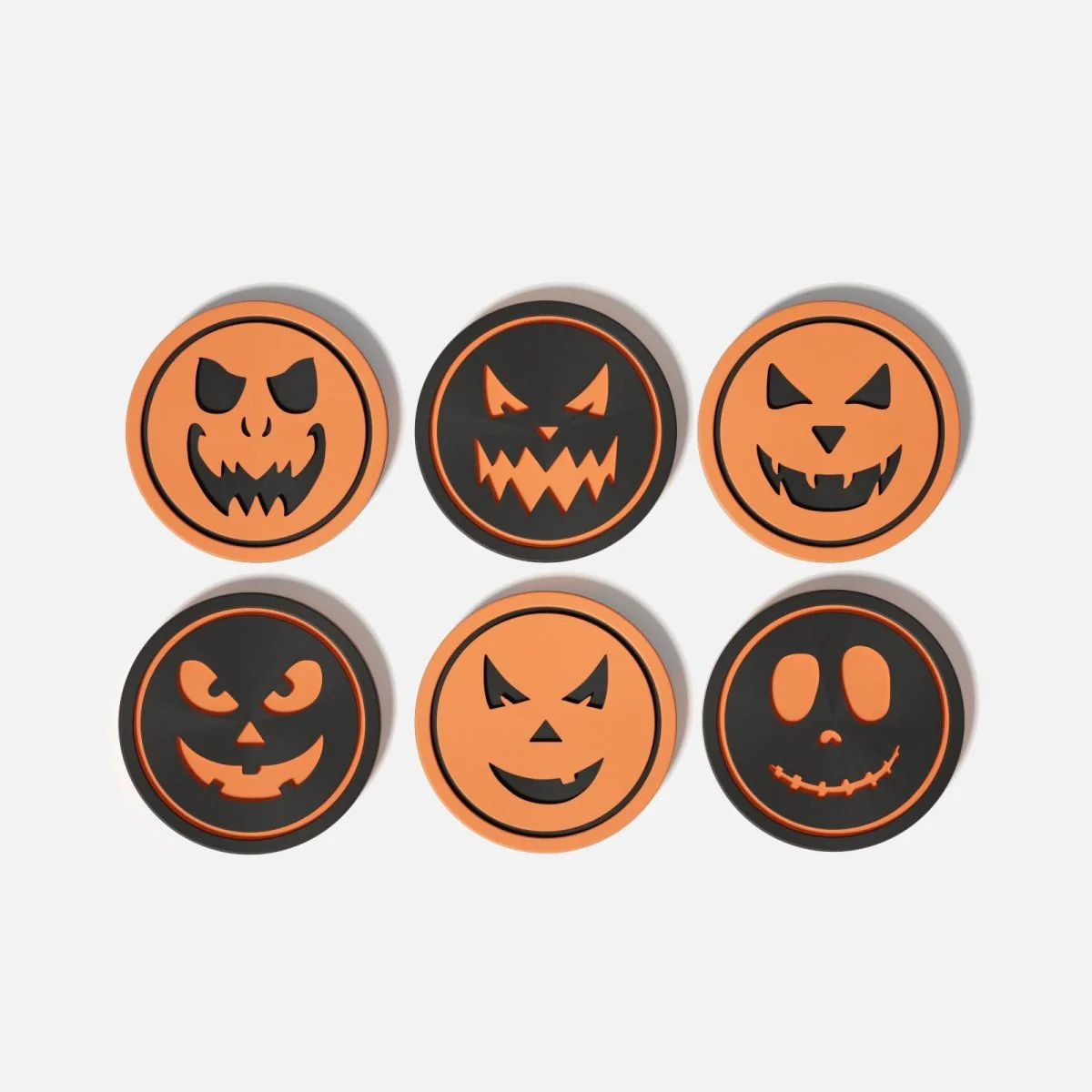 Jack-O'-Lantern Faces Coaster Silicone Mold Collection
