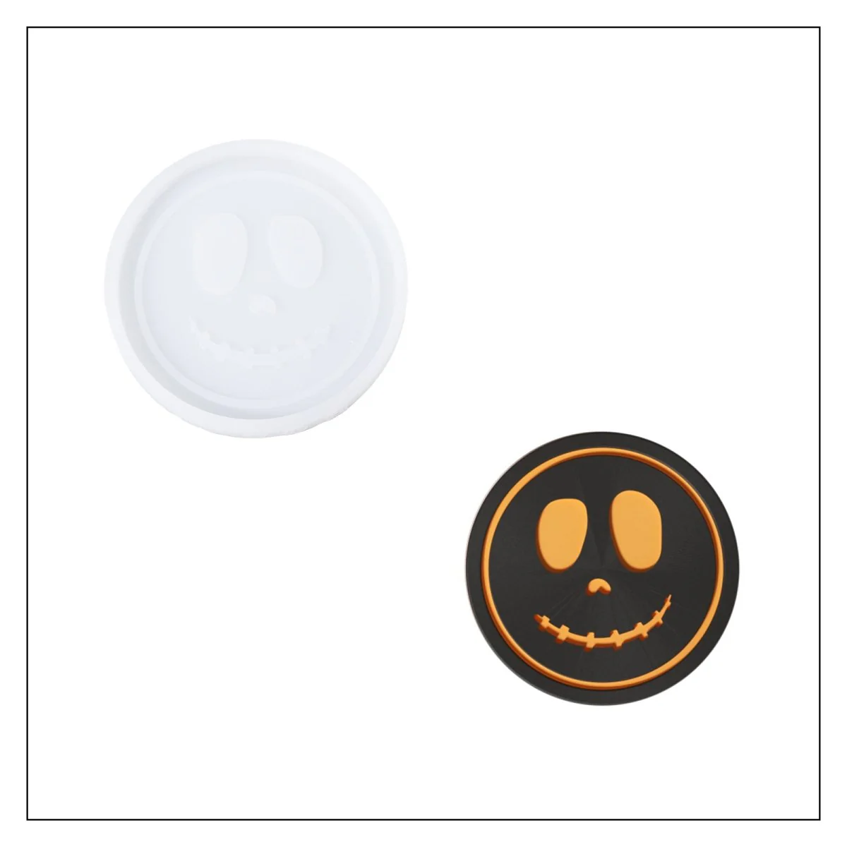 Jack-O'-Lantern Faces Coaster Silicone Mold Collection - Image 13