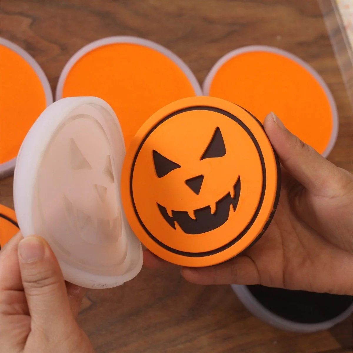 Jack-O'-Lantern Faces Coaster Silicone Mold Collection - Image 3