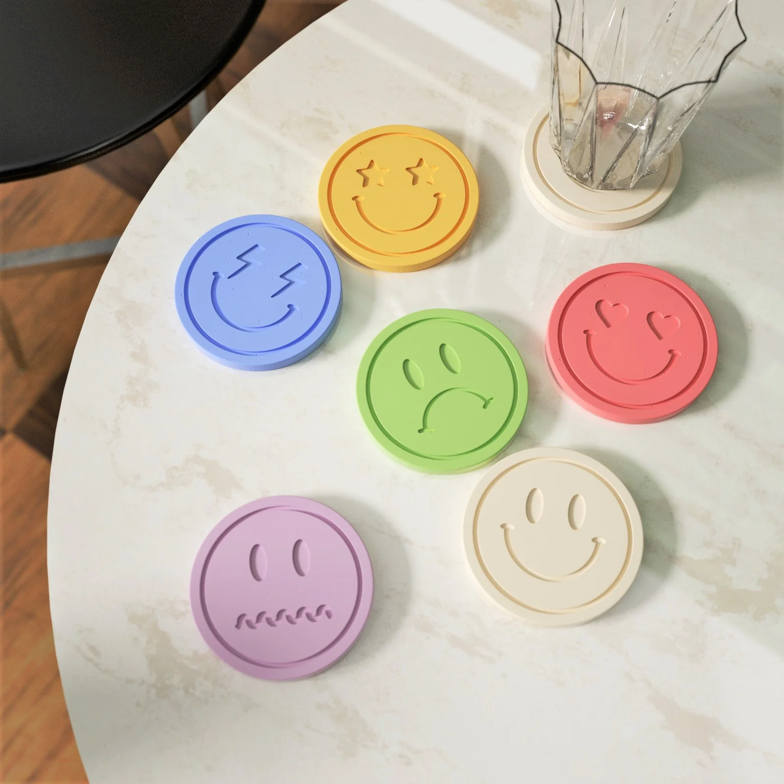 Emoticon Concrete Coaster Silicone Mould - Image 4