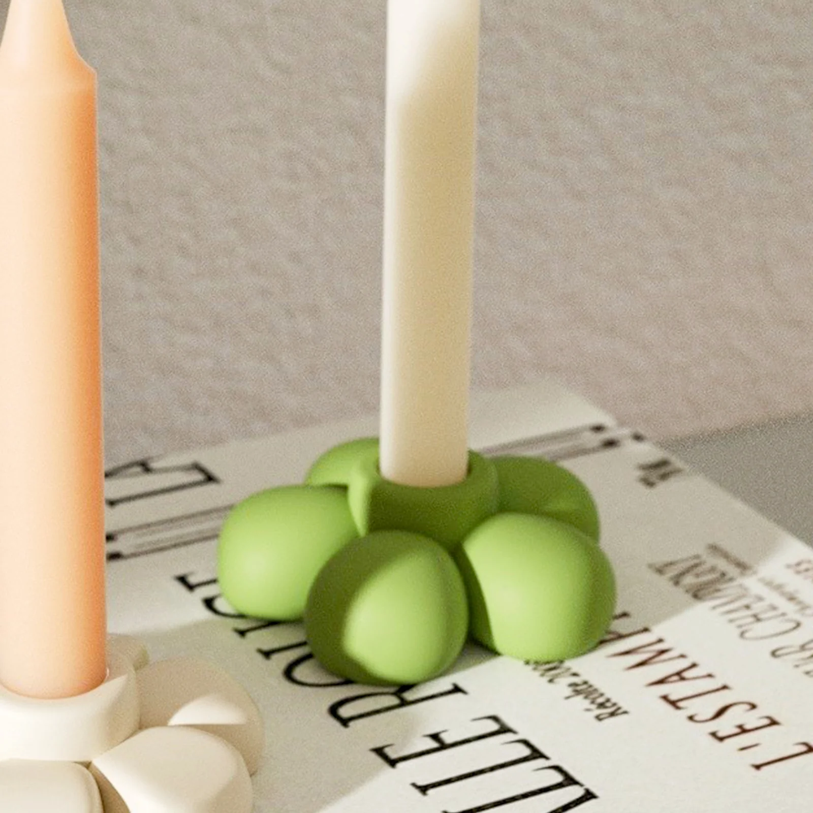 Floral Smile Face Taper Candle Holder Silicone Mold - Image 4