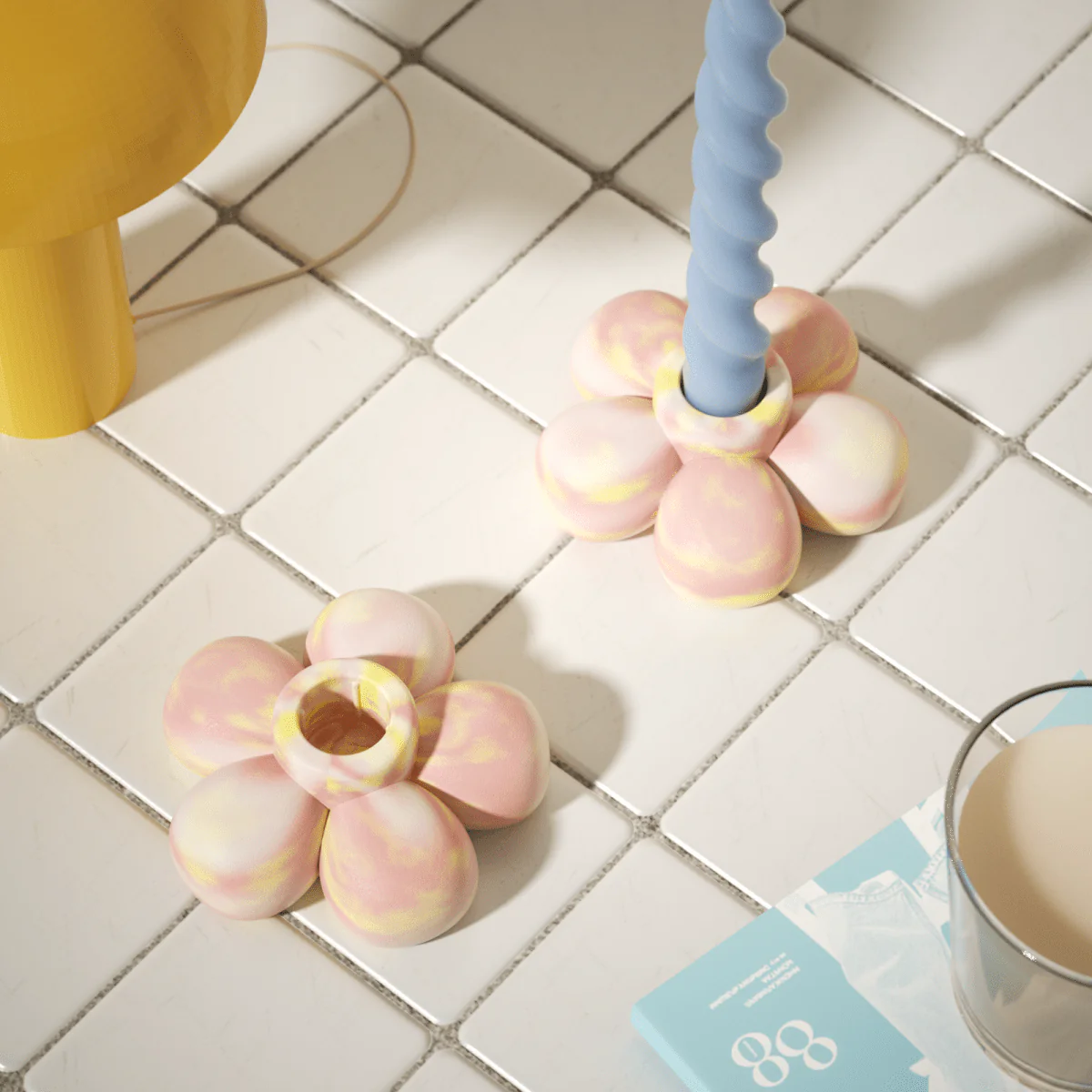 BLOSSOM Dream Candle Holder - Petal Pink & Soft Lemon - Image 5