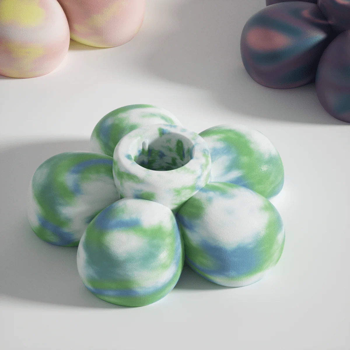 BLOSSOM Breeze Candle Holder - Sky Blue & Forest Green - Image 5