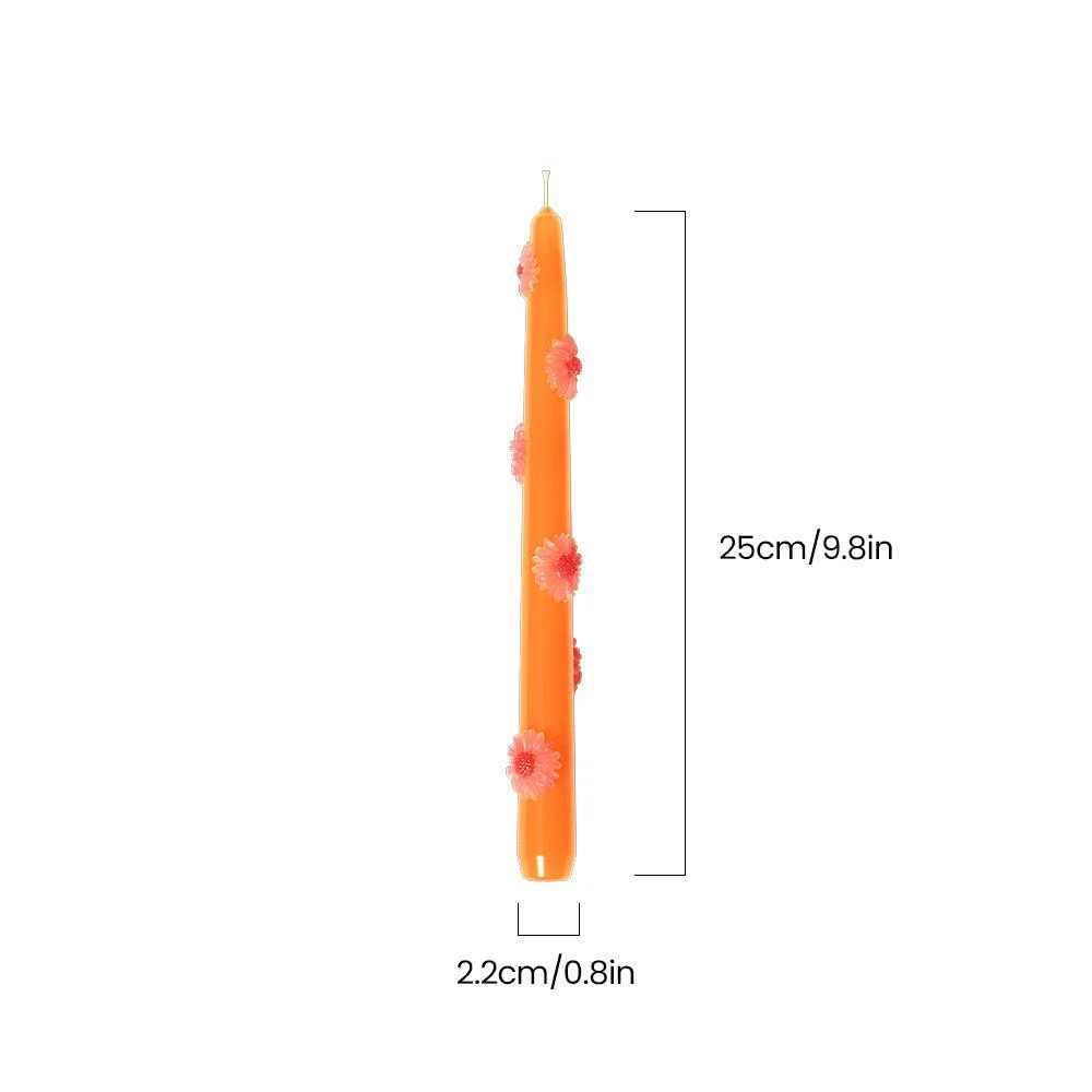 BLOSSOM Taper Candle Daisy Delight - Set of 2 - Sunset Orange & Deep Blue-Long Version - Image 7