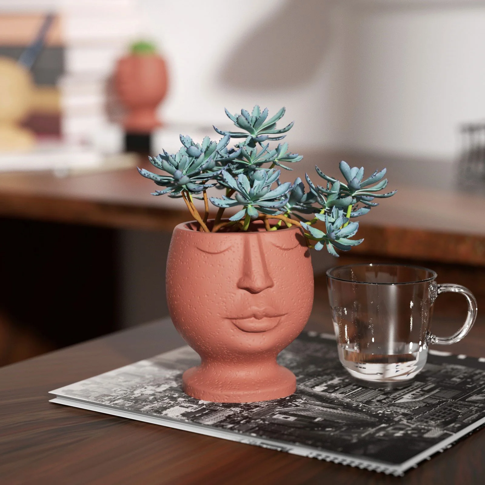 Human Face Cement Planter Silicone Mold Concrete Pot Mould - Image 4