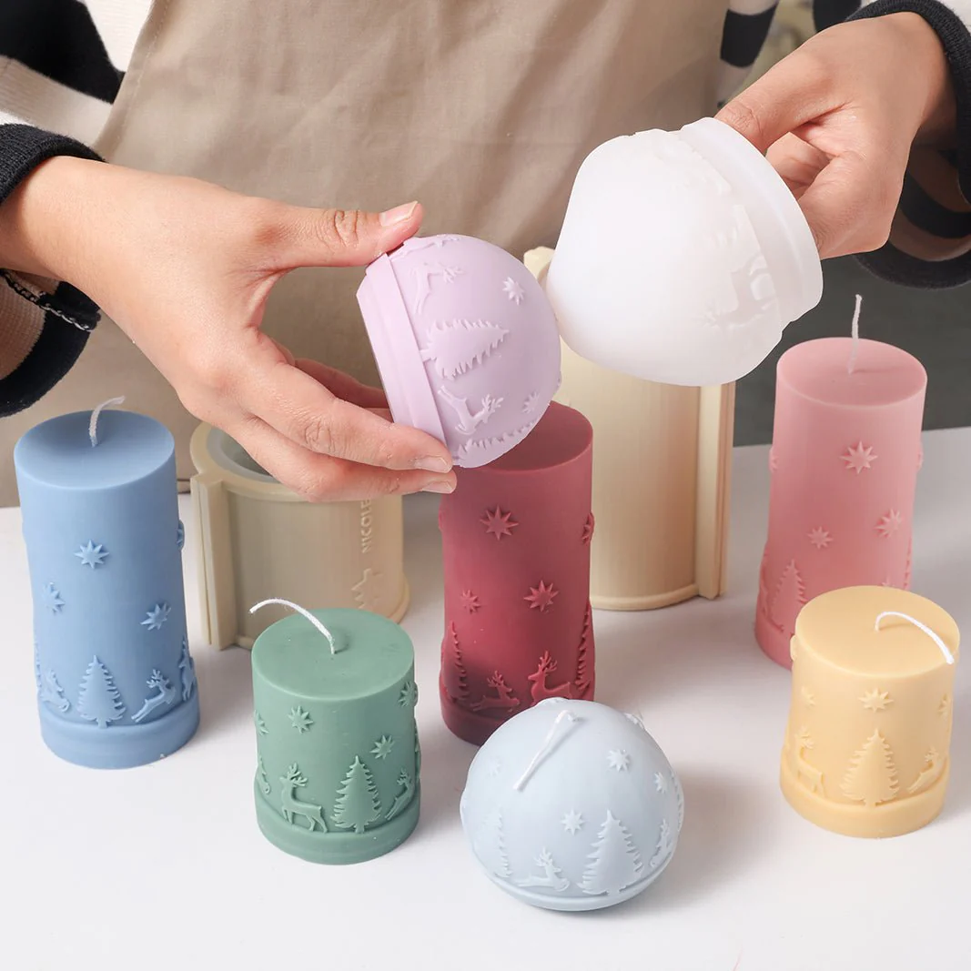 Gently Used Christmas Glow Pillar Candle Silicone Mold Collection - Image 3