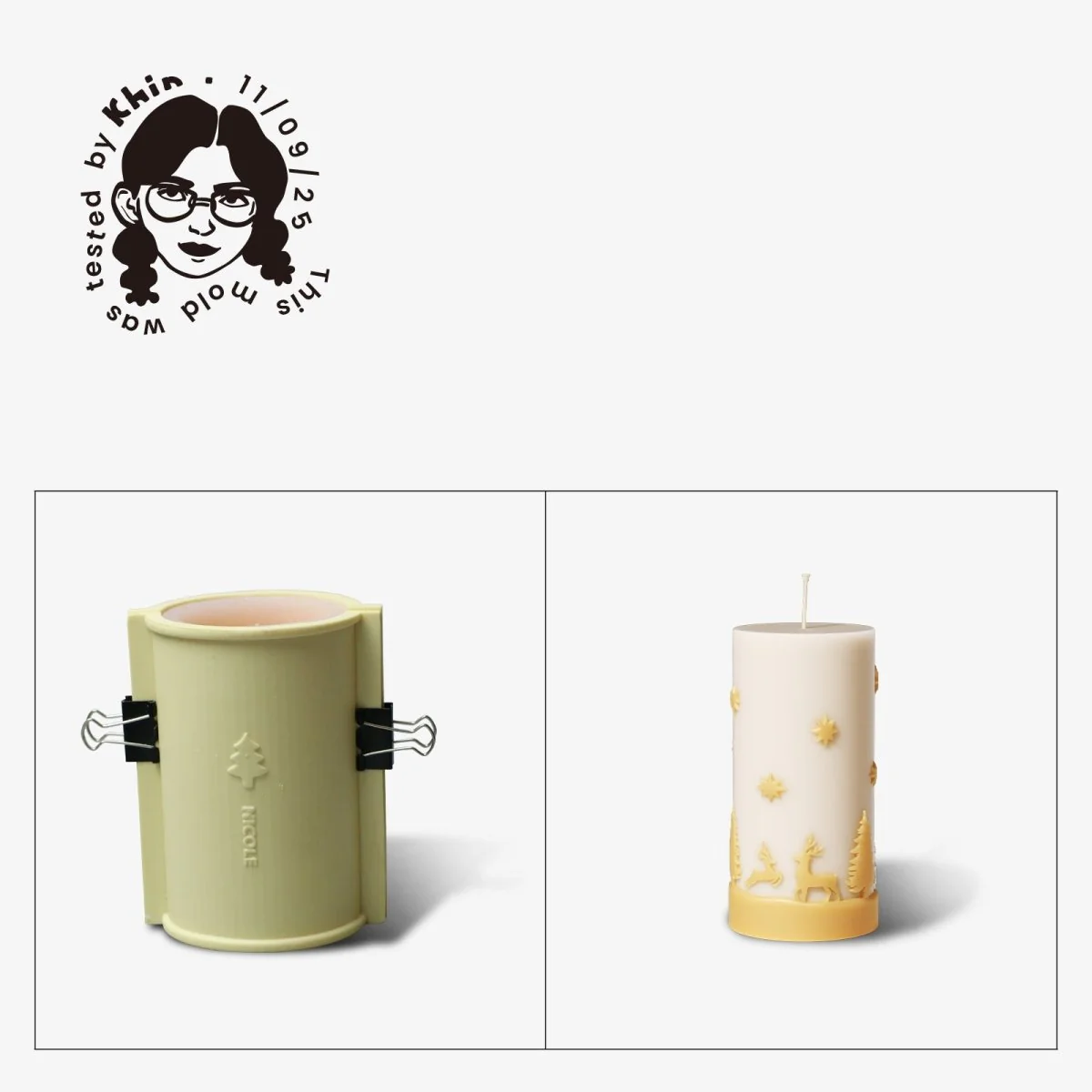 Gently Used Christmas Glow Pillar Candle Silicone Mold Collection - Image 7
