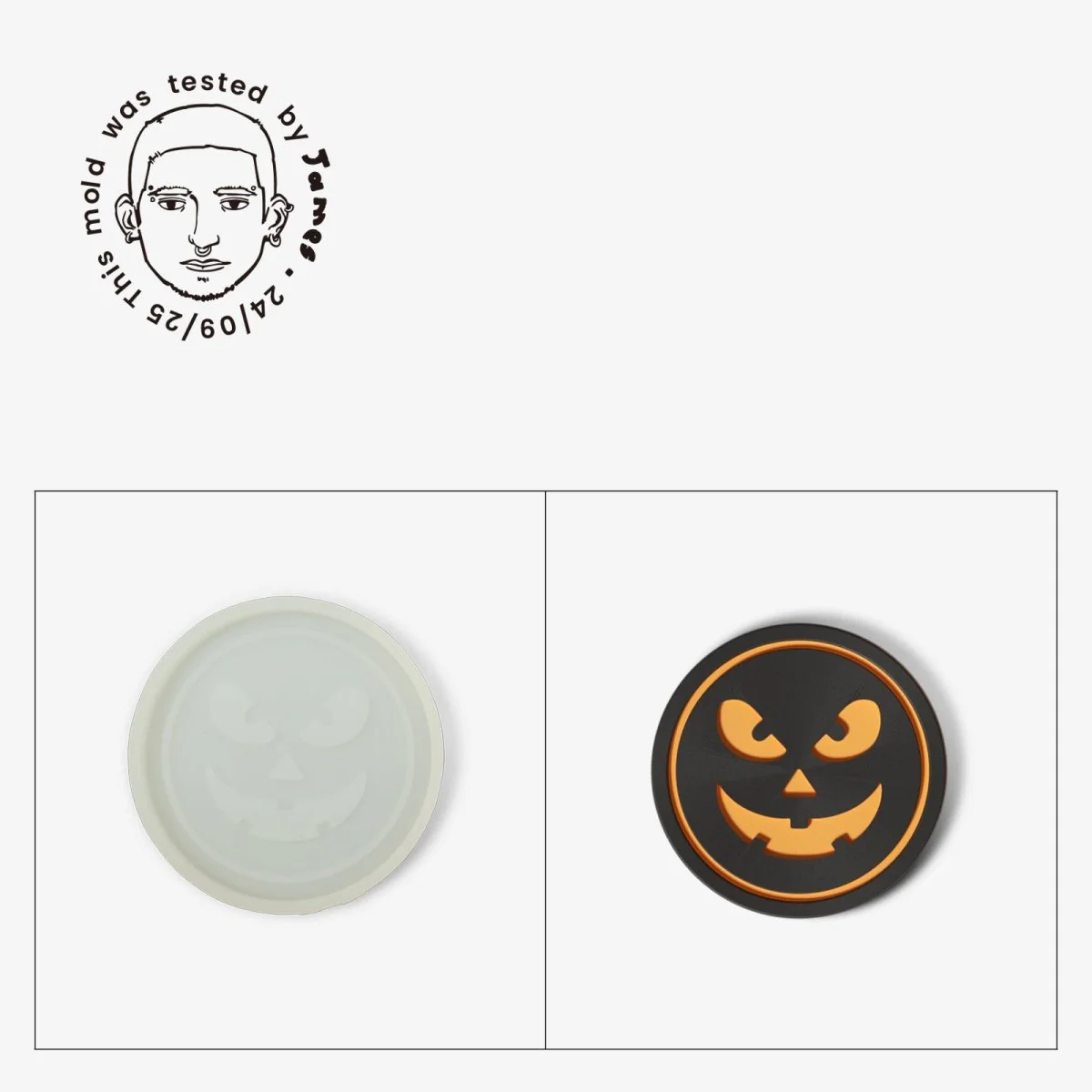 Gently Used Jack-O'-Lantern Faces Coaster Silicone Mold Collection - Image 9