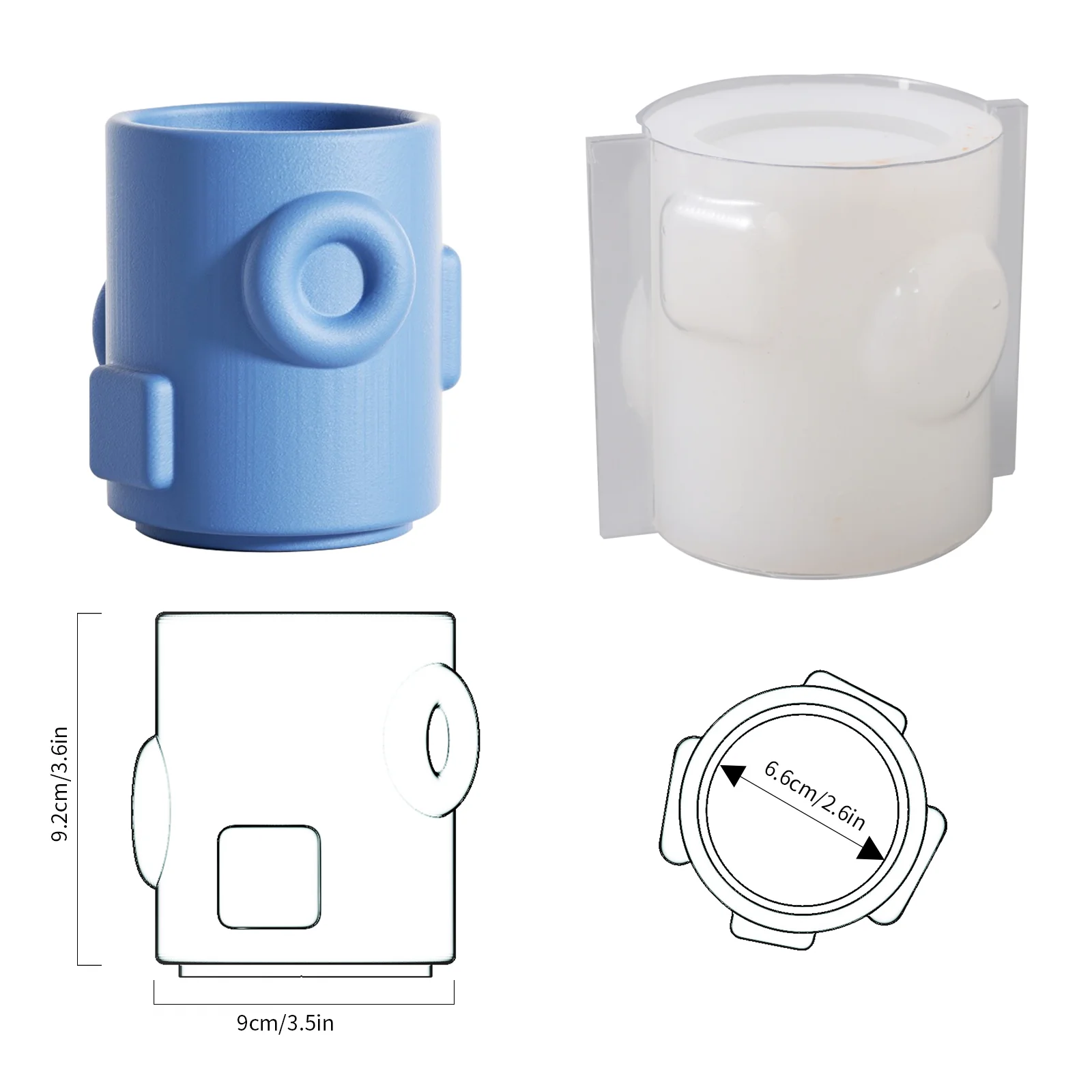 Geometric Candle Jar with Lid Silicone Mould - Image 8