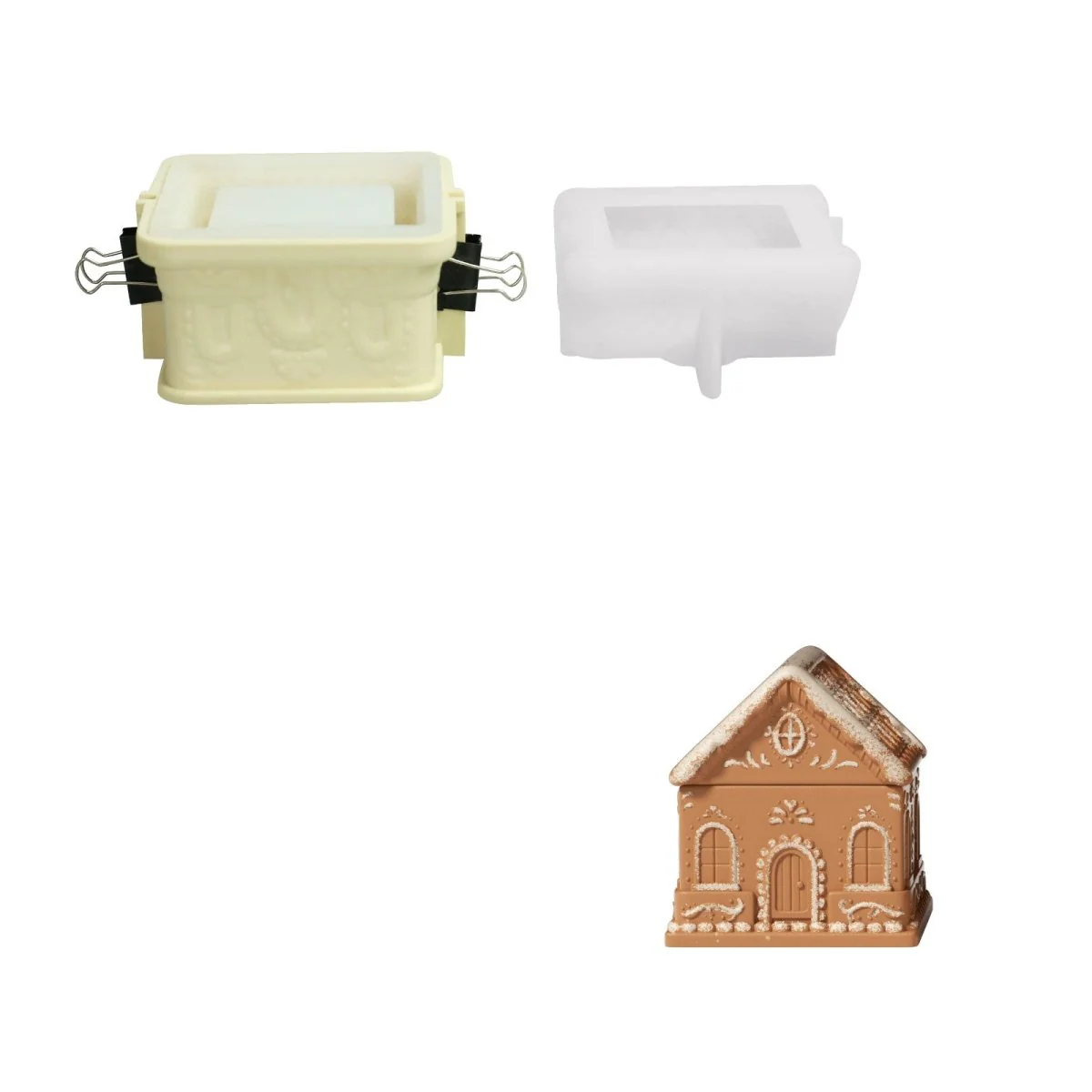 Sweet Gingerbread Cottage Candle Jar Silicone Mold Collection - Image 11