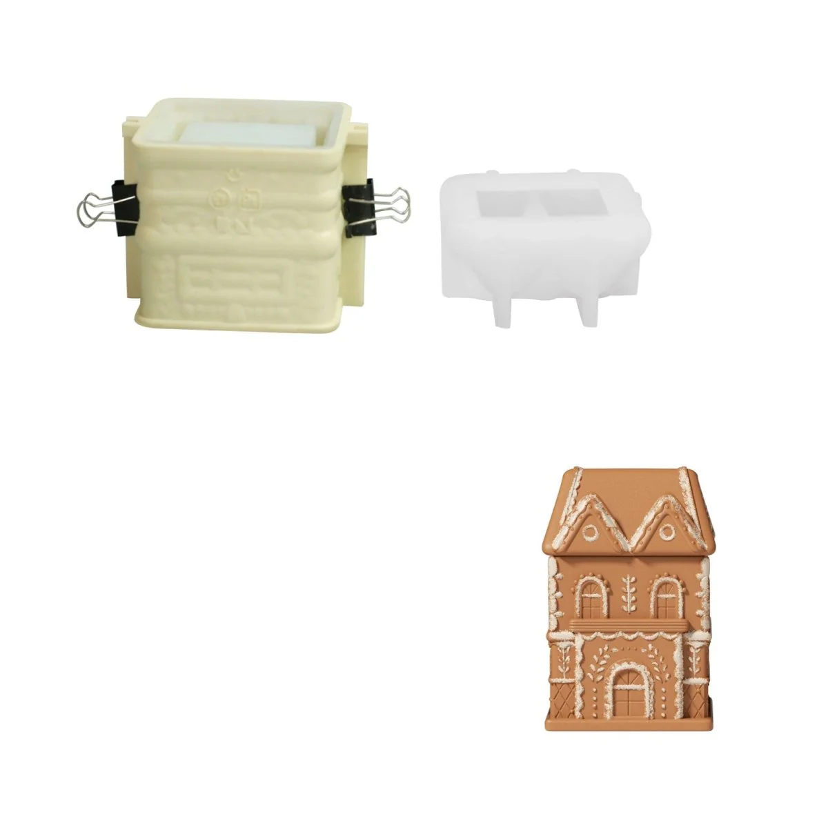 Sweet Gingerbread Cottage Candle Jar Silicone Mold Collection - Image 12