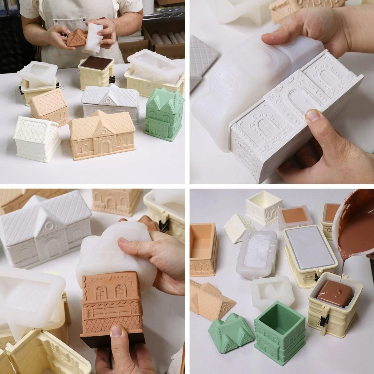 Sweet Gingerbread Cottage Candle Jar Silicone Mold Collection - Image 4