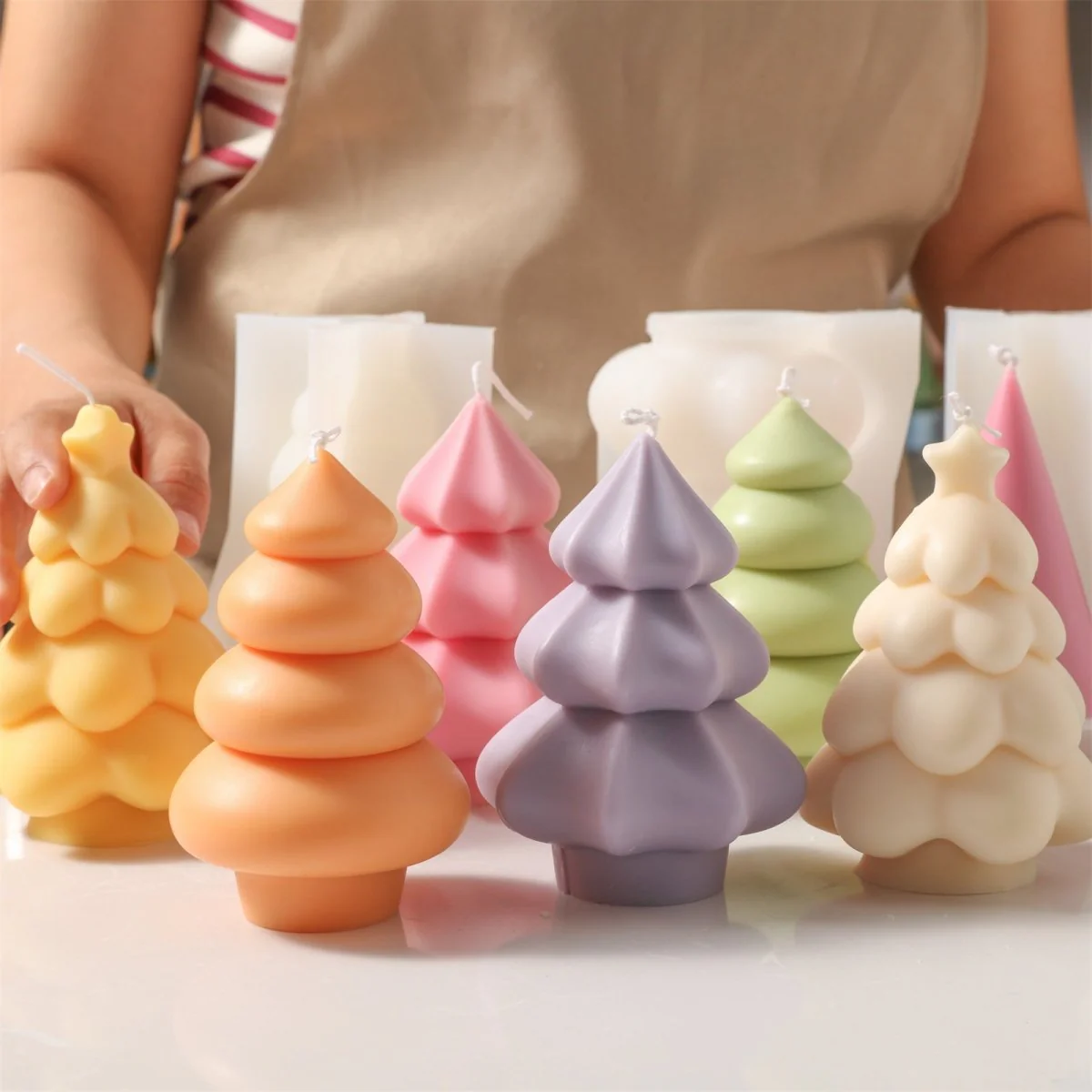 Gently Used Glowing Christmas Tree Candle Silicone Mold Collection - Image 4