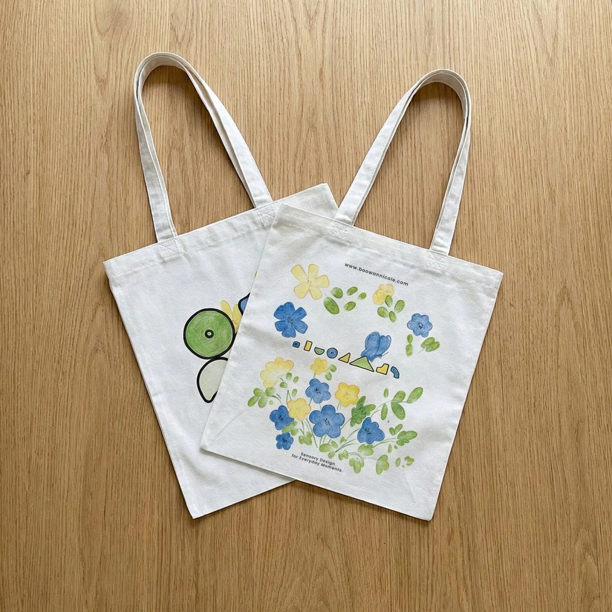 Artist Hand-Painted Canvas Tote Bag —— Blooming with the Wind - Image 3