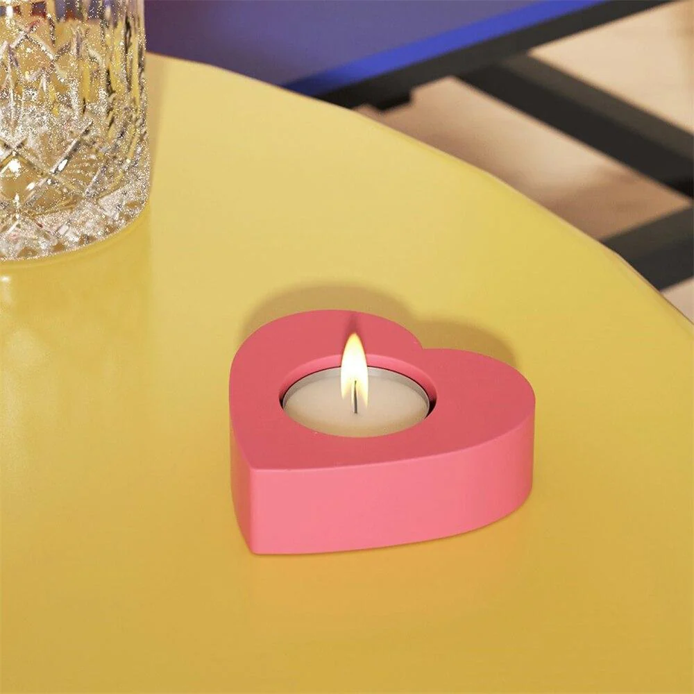 Heart Concrete Candle Holder Silicone Mold - Image 3