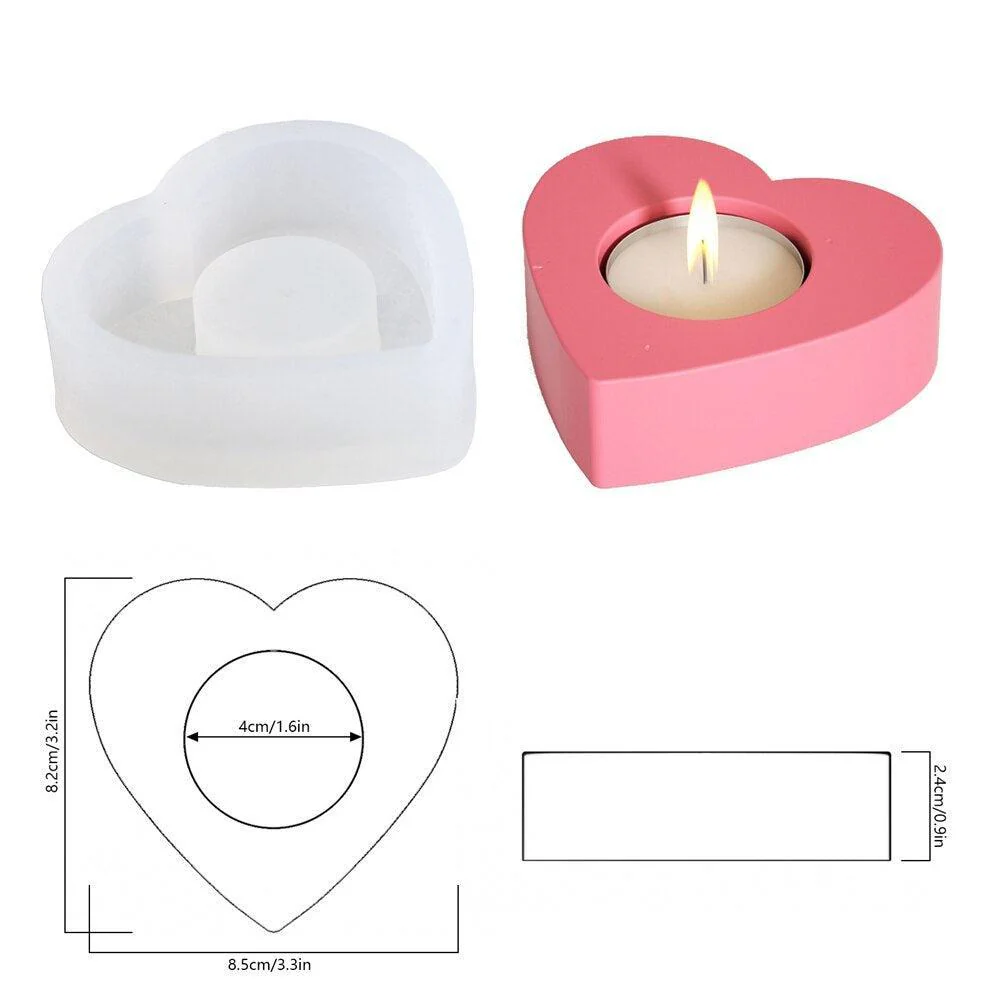 Heart Concrete Candle Holder Silicone Mold - Image 8