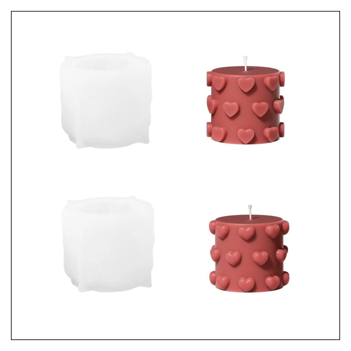 Heartfelt Harmony Pillar Candle Silicone Mold Collection - Image 13