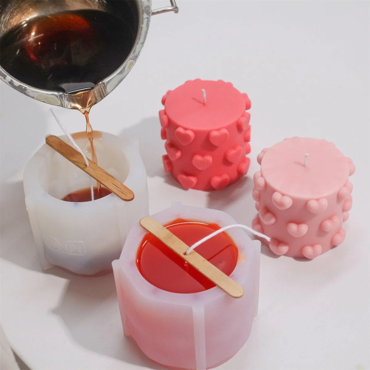 Heartfelt Harmony Pillar Candle Silicone Mold Collection - Image 3