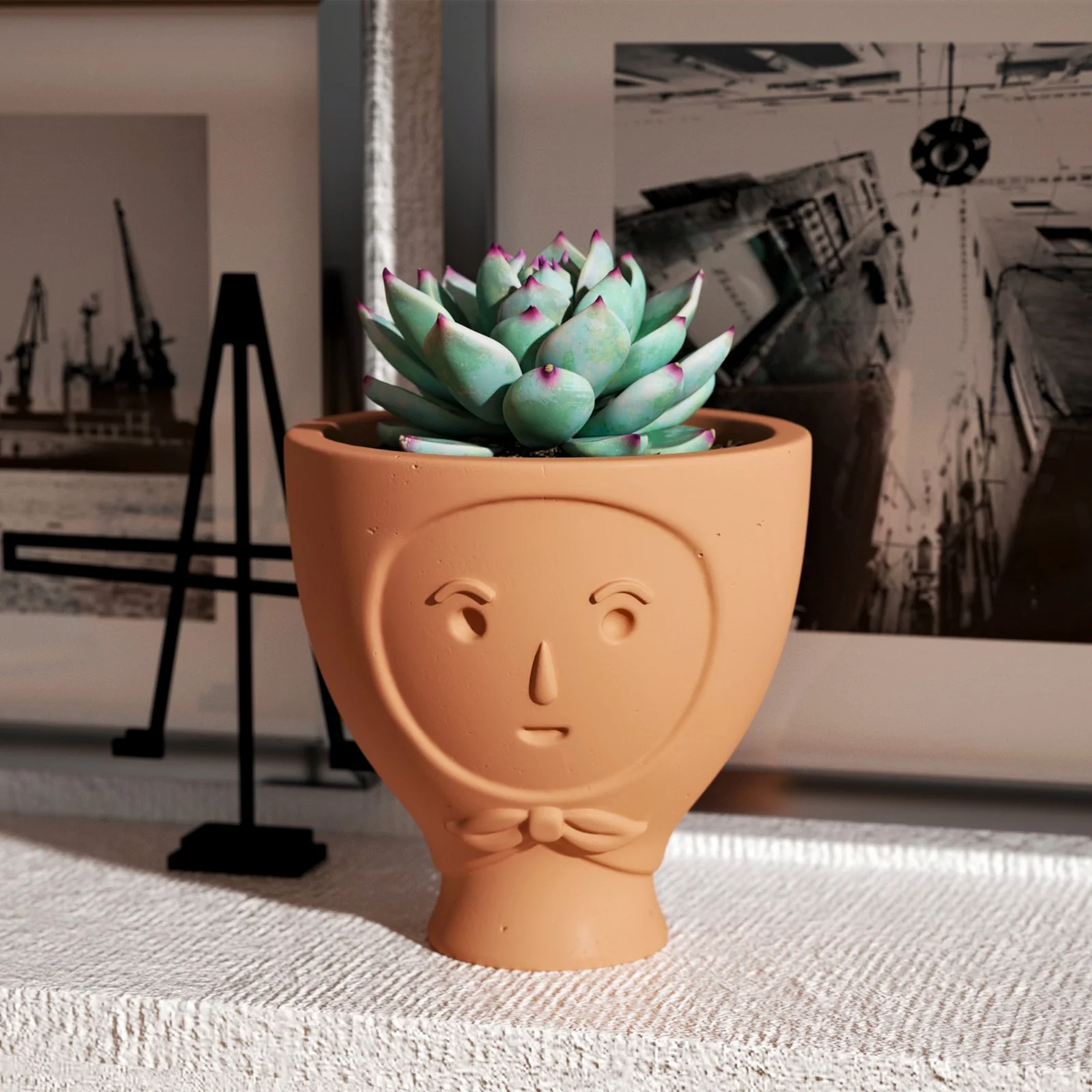 Concrete Cute Face Head Plant Pot Silicone Mold - Image 4