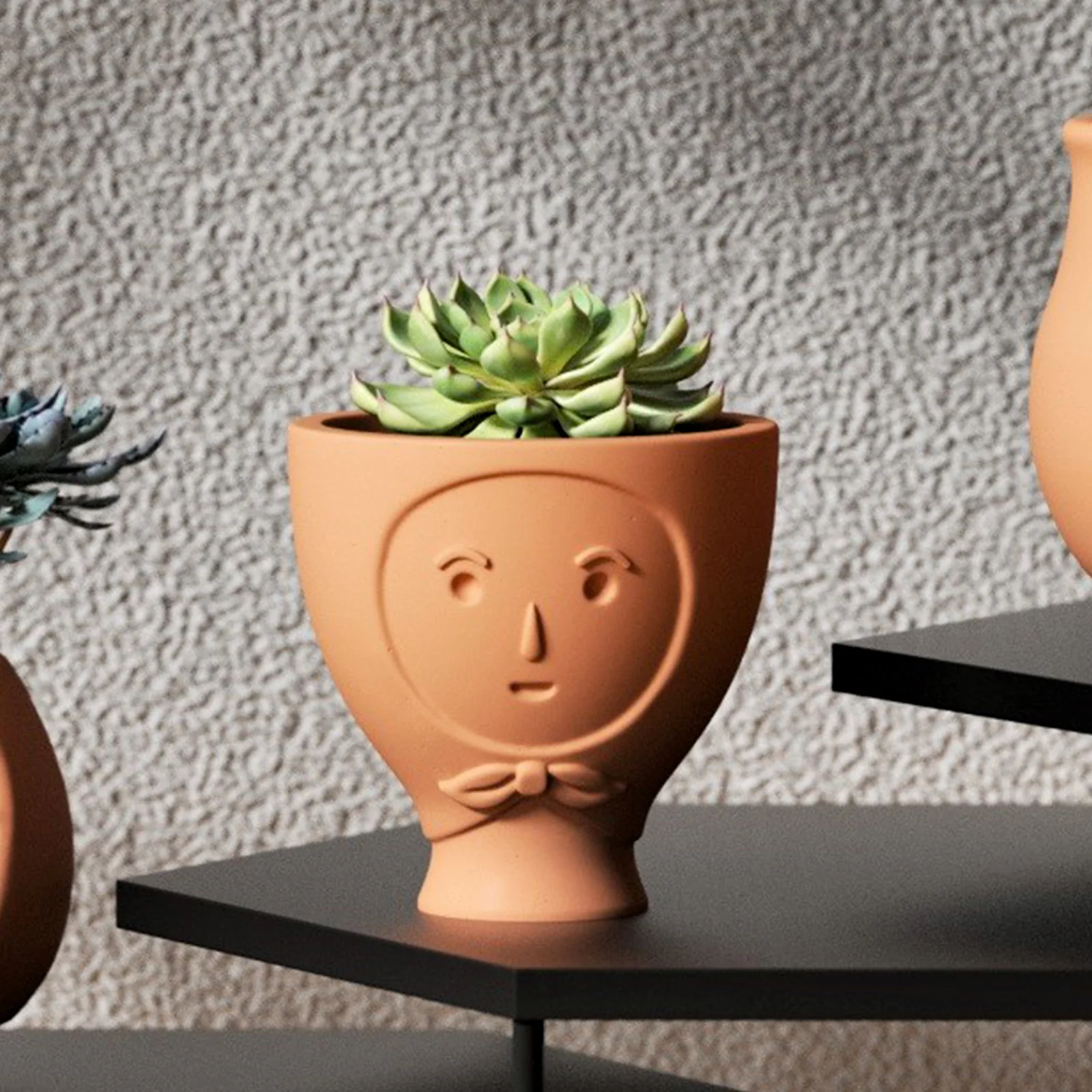 Concrete Cute Face Head Plant Pot Silicone Mold - Image 6