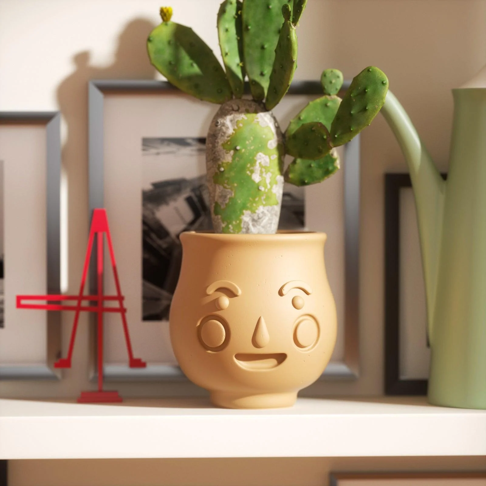 Concrete Cute Face Head Plant Pot Silicone Mold - Image 4