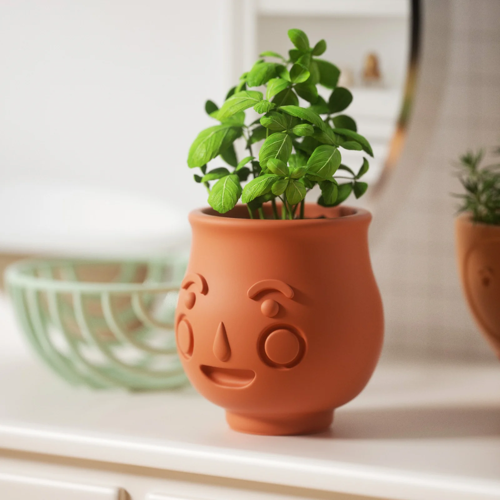 Concrete Cute Face Head Plant Pot Silicone Mold - Image 5
