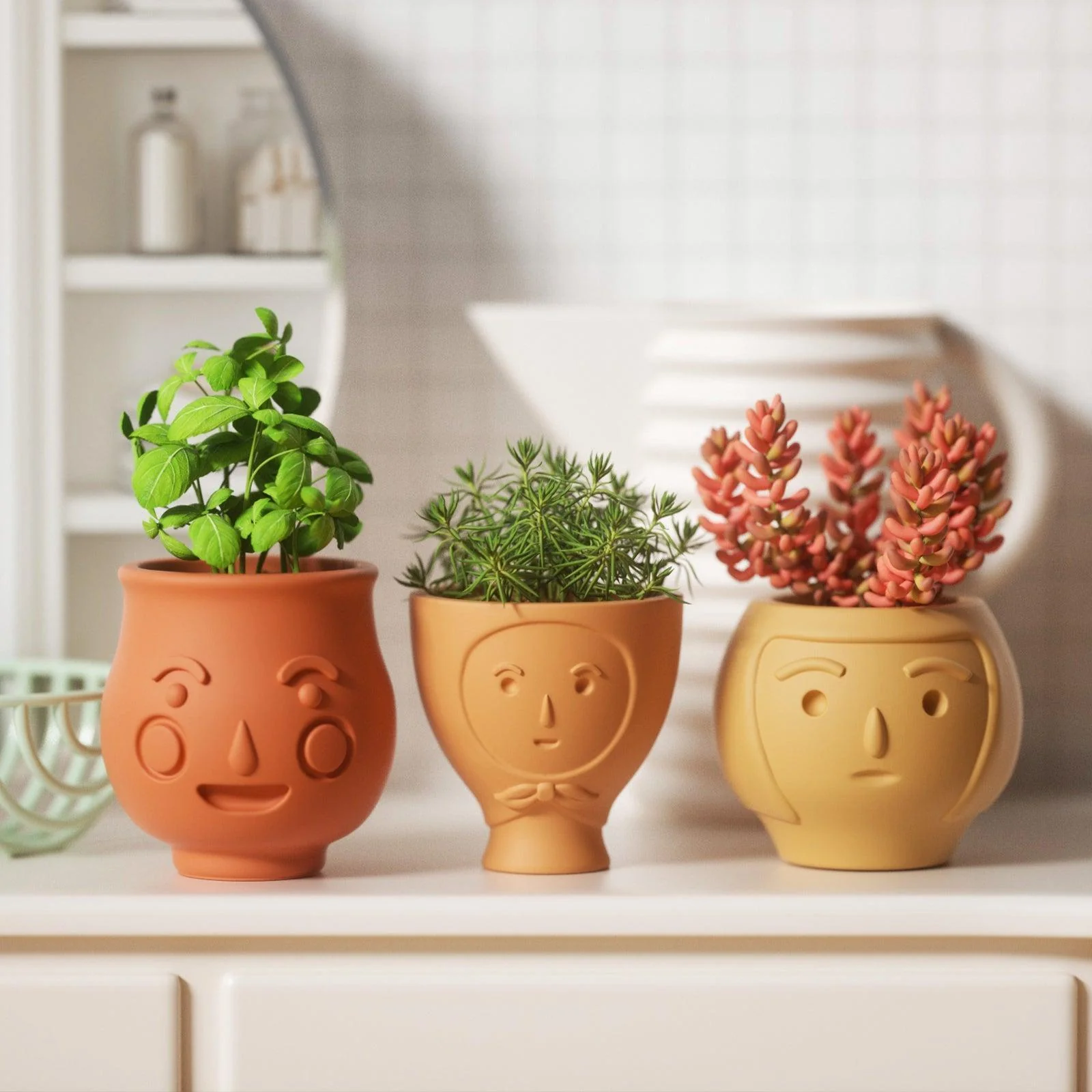 Concrete Cute Face Head Plant Pot Silicone Mold - Image 7