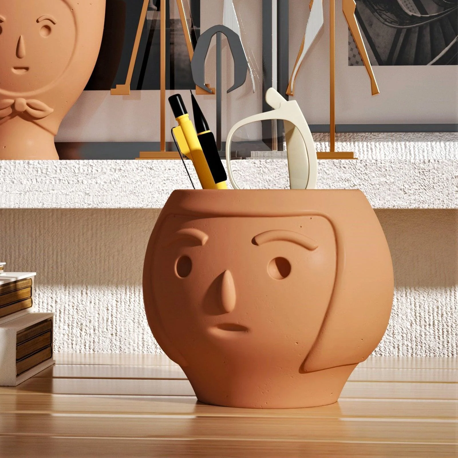 Concrete Cute Face Head Plant Pot Silicone Mold - Image 6