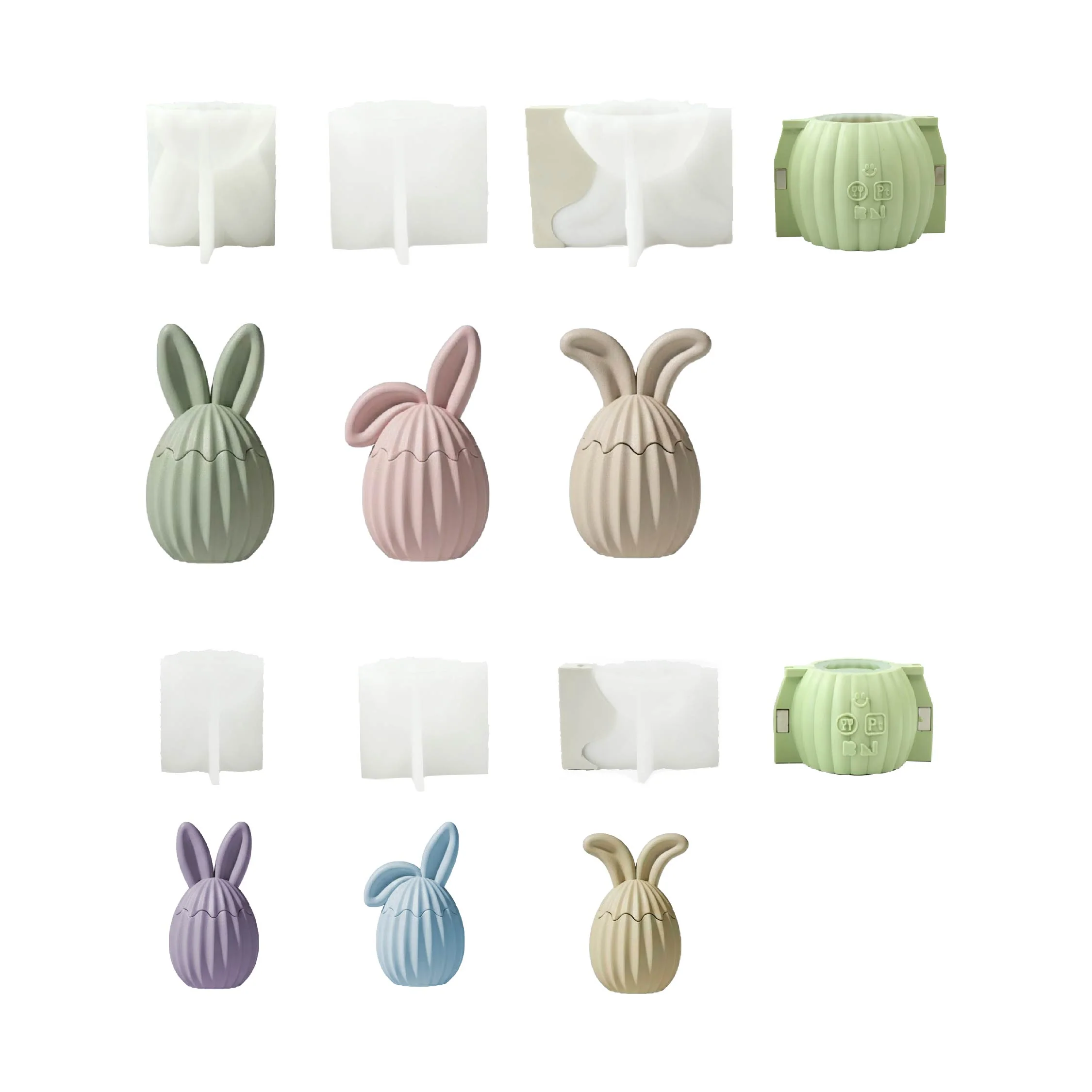 Hop Into Ribbed Easter Eggs Candle Jar Silicone Mold Collection - Image 17