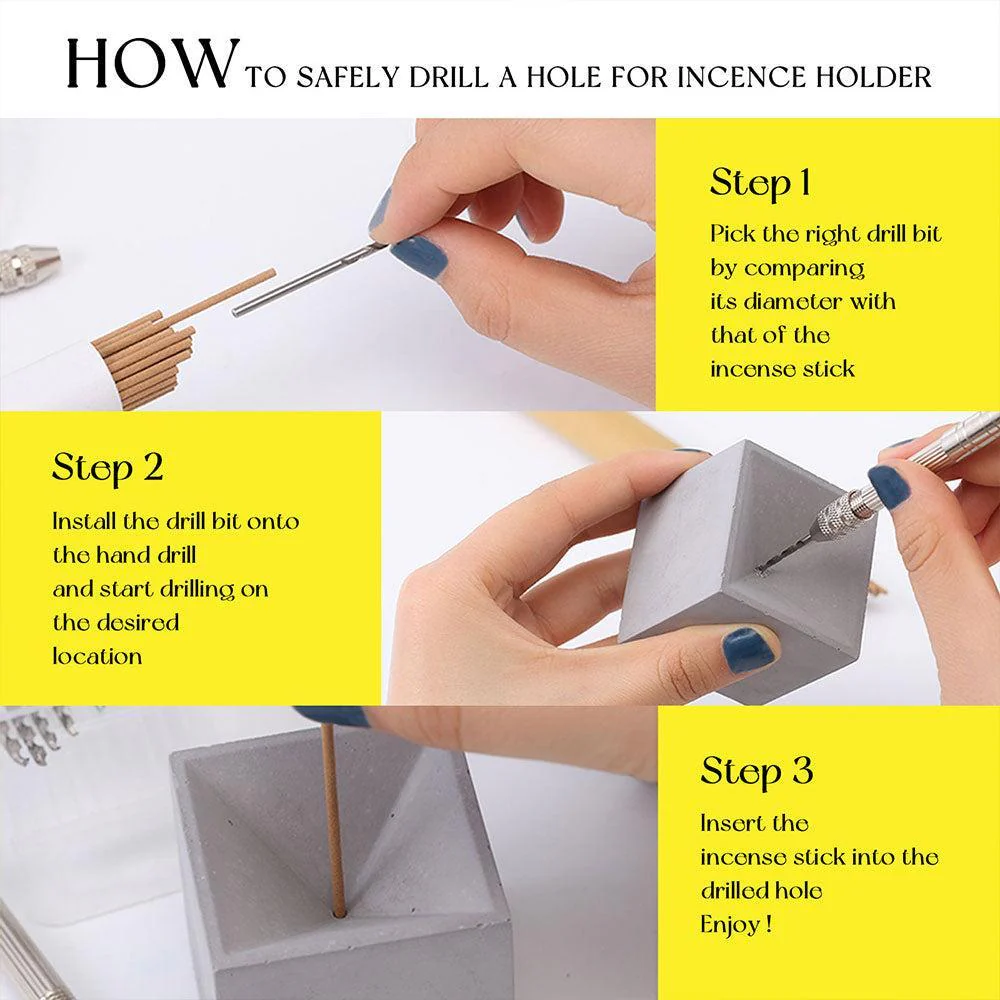 Concrete Incense Stick Holder Silicone Mold with Hand Drill Set - Image 5