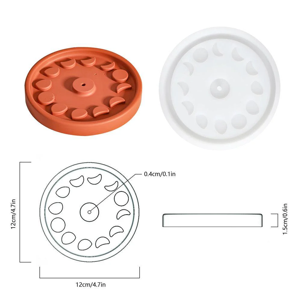 Sun and Moon Concrete Incense Holder Silicone Mold - Image 9