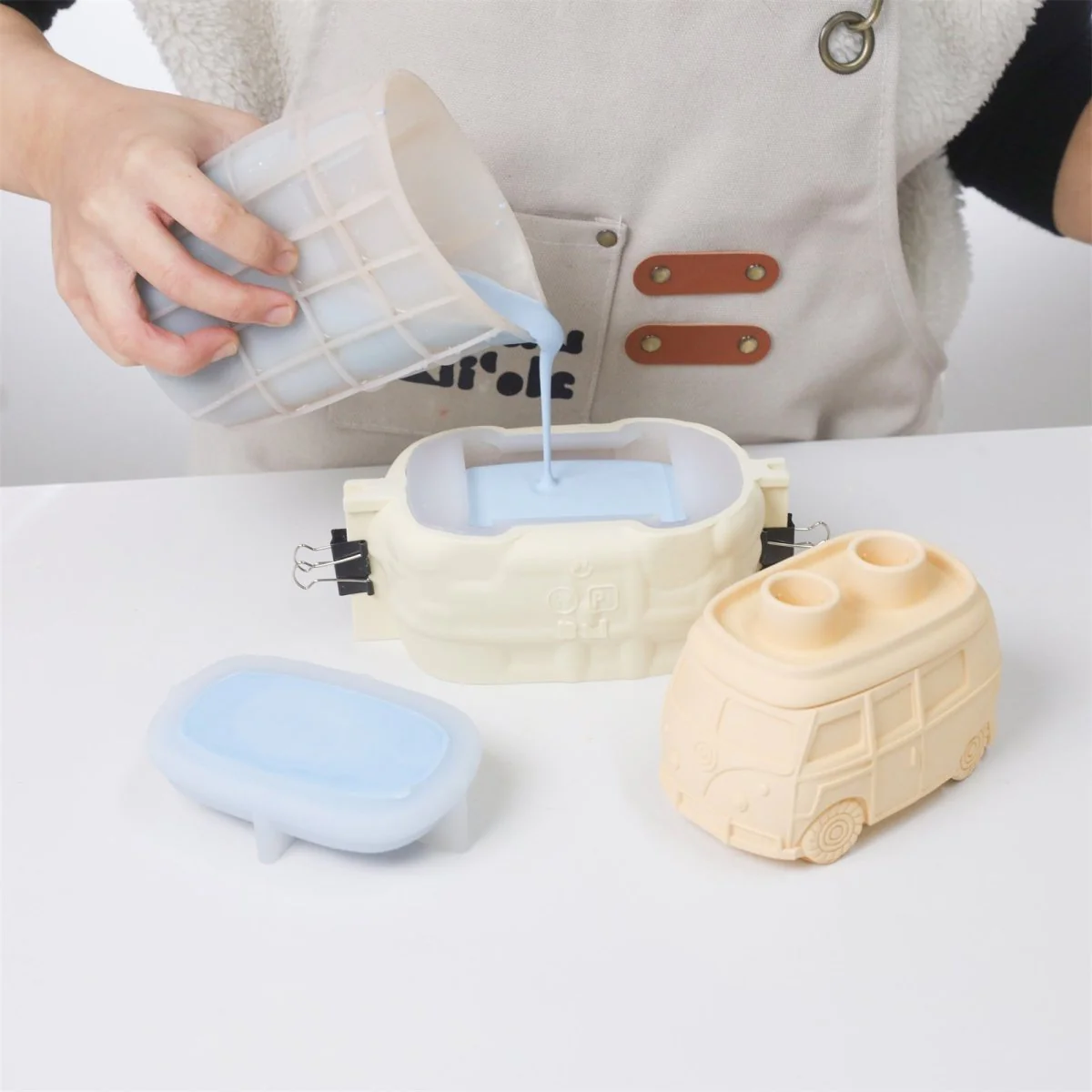 Kombi Vintage Camper Van Multi-Functional Candle Holder & Jar Silicone Mold - Image 3