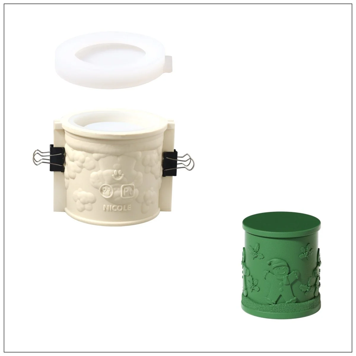 Large Joyful Christmas Tales Candle Jar Silicone Mold & 6.5oz Refill Silicone Mold Collection - Image 12