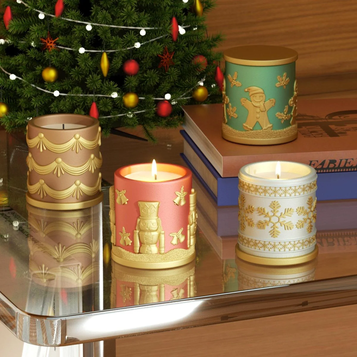 Large Joyful Christmas Tales Candle Jar Silicone Mold & 6.5oz Refill Silicone Mold Collection - Image 6