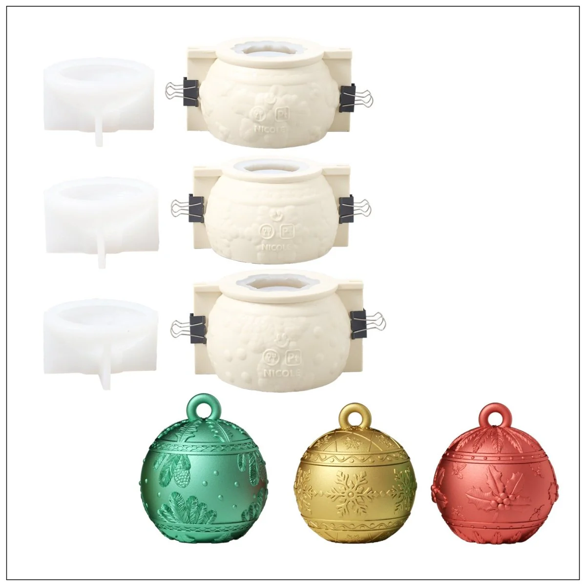 Christmas Charm Bauble Light Candle Jar Silicone Mold - Image 17