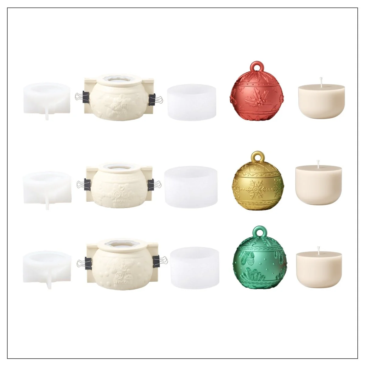 Christmas Charm Bauble Light Candle Jar Silicone Mold - Image 18
