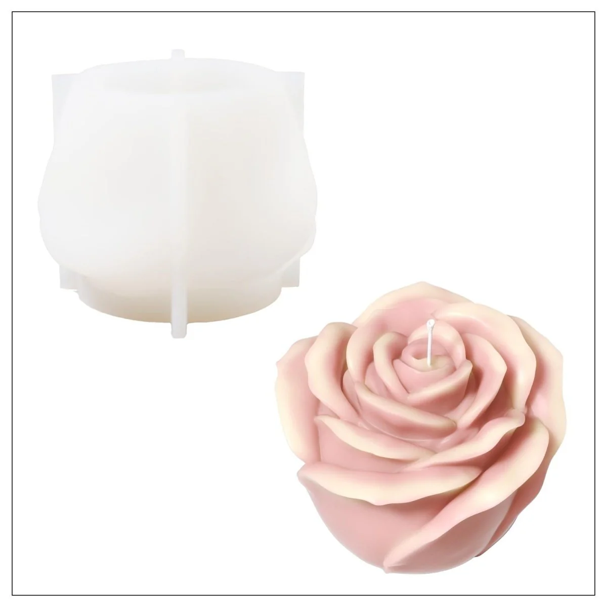 Large Rose Bloom Candle Silicone Mold - Image 9