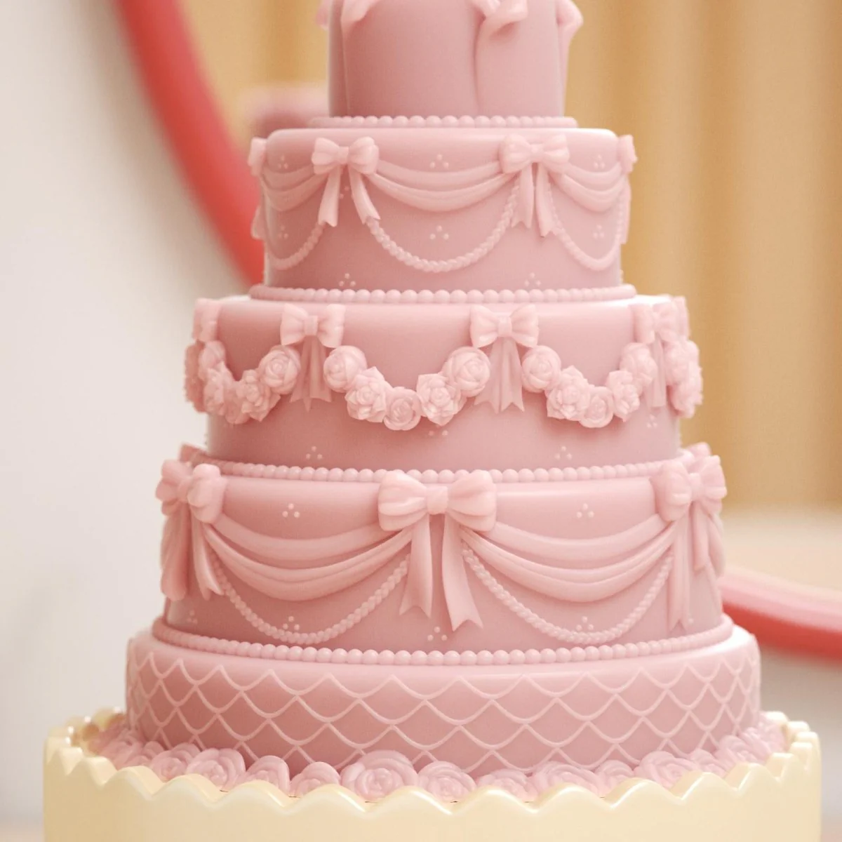 Four-tiered Large Flower & Bow Wedding Cake Candle Silicone Mold - Image 5