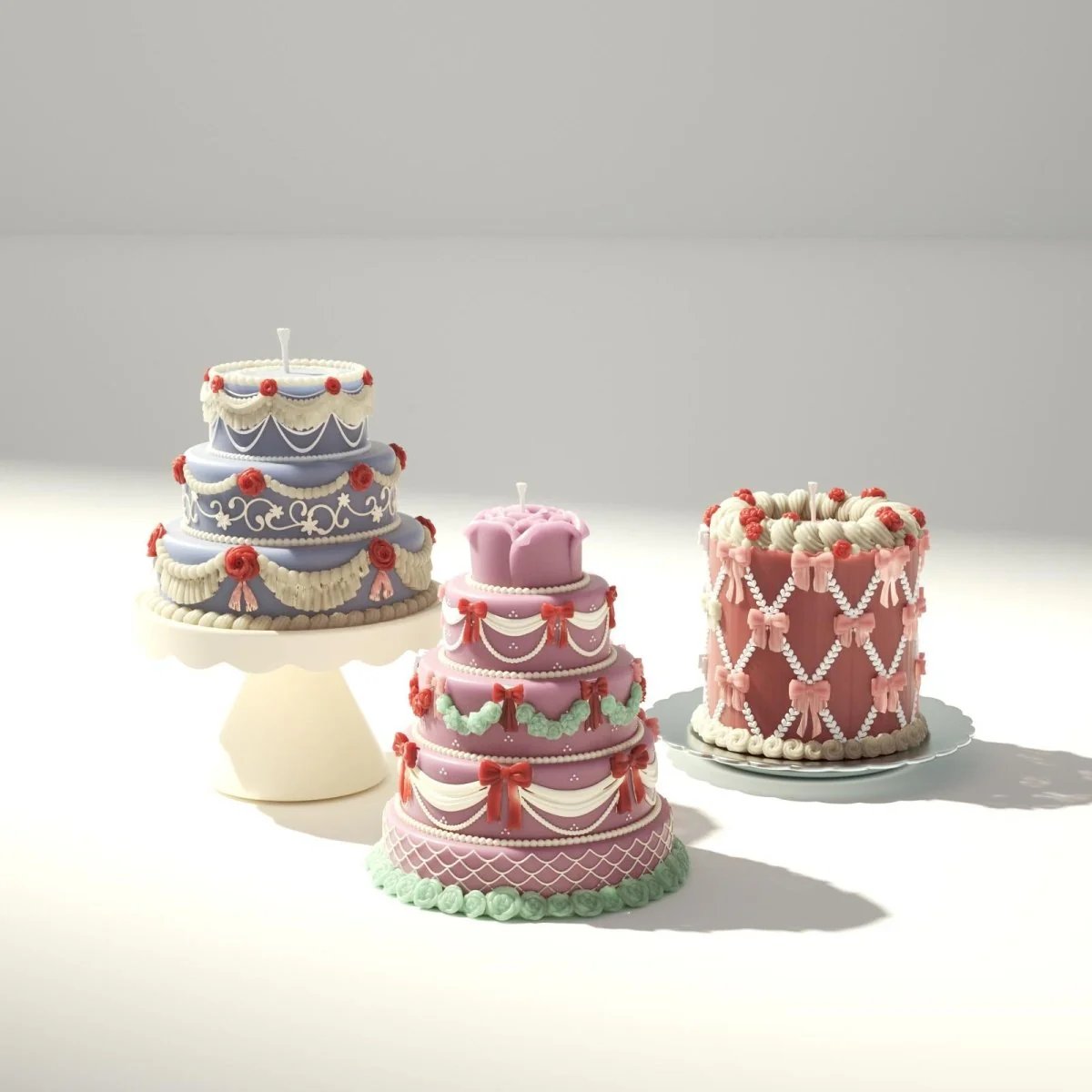 Four-tiered Large Flower & Bow Wedding Cake Candle Silicone Mold - Image 6