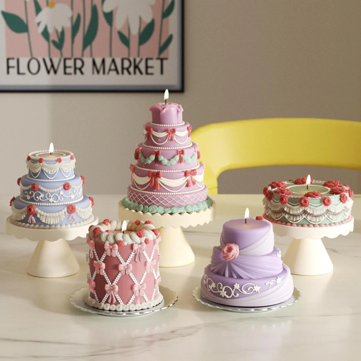 Four-tiered Large Flower & Bow Wedding Cake Candle Silicone Mold - Image 8