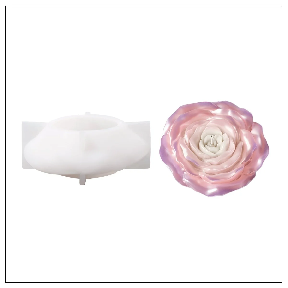 6'' Velvet Bloom Rose Candle Silicone Mold - Image 10