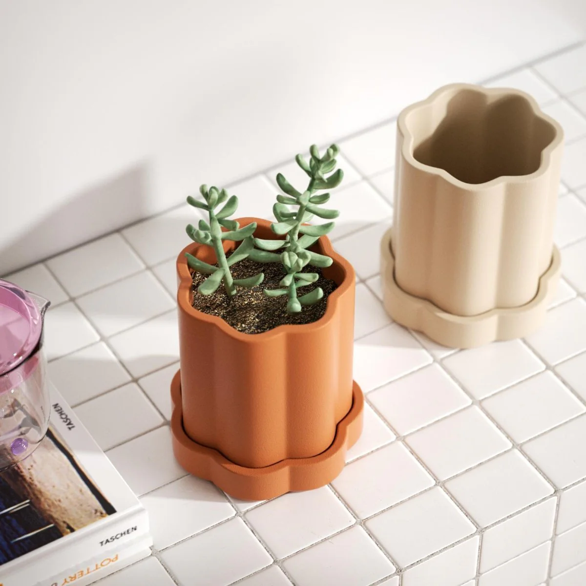 Medium Floral Column Plant Pot Silicone Mold - Image 4