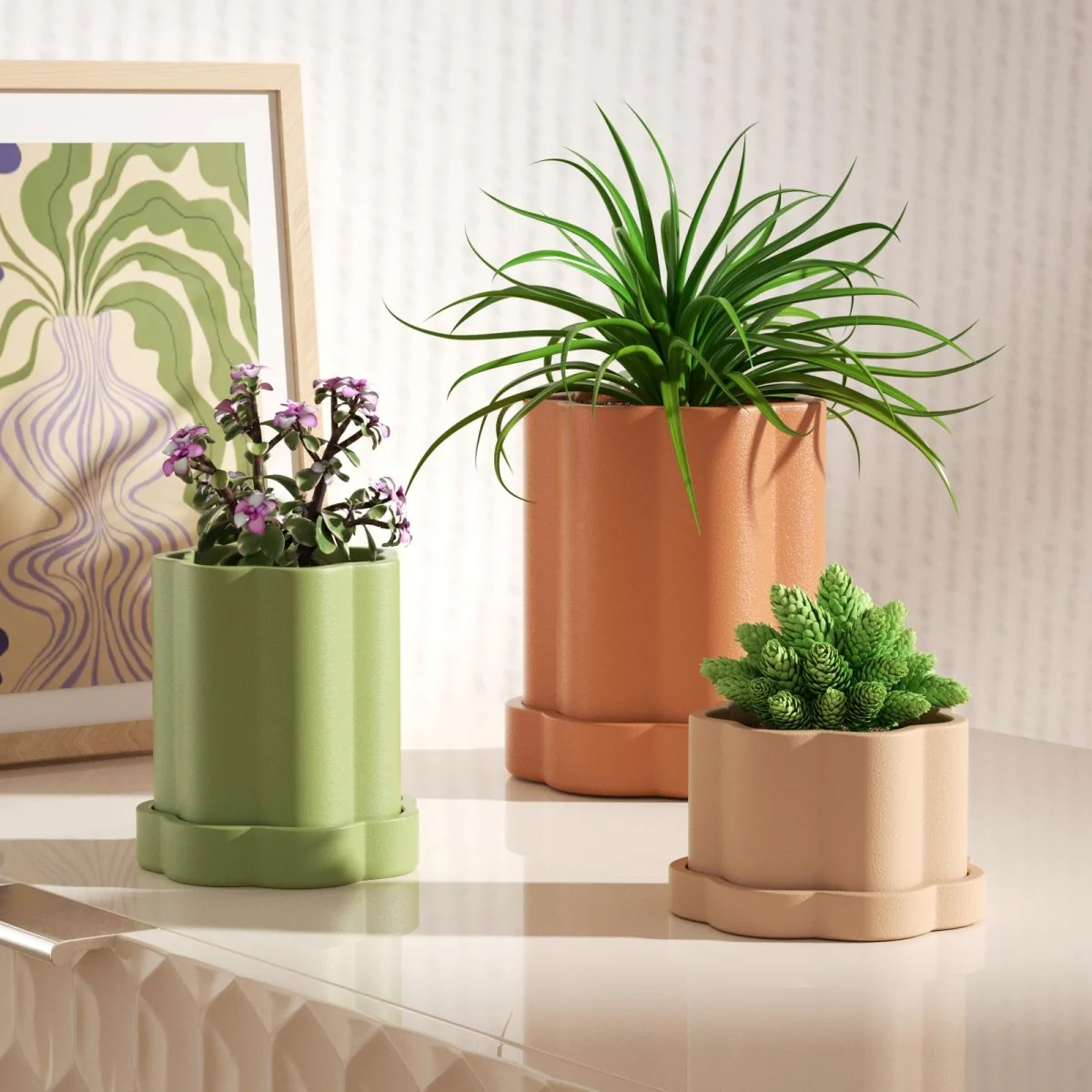Medium Floral Column Plant Pot Silicone Mold - Image 9