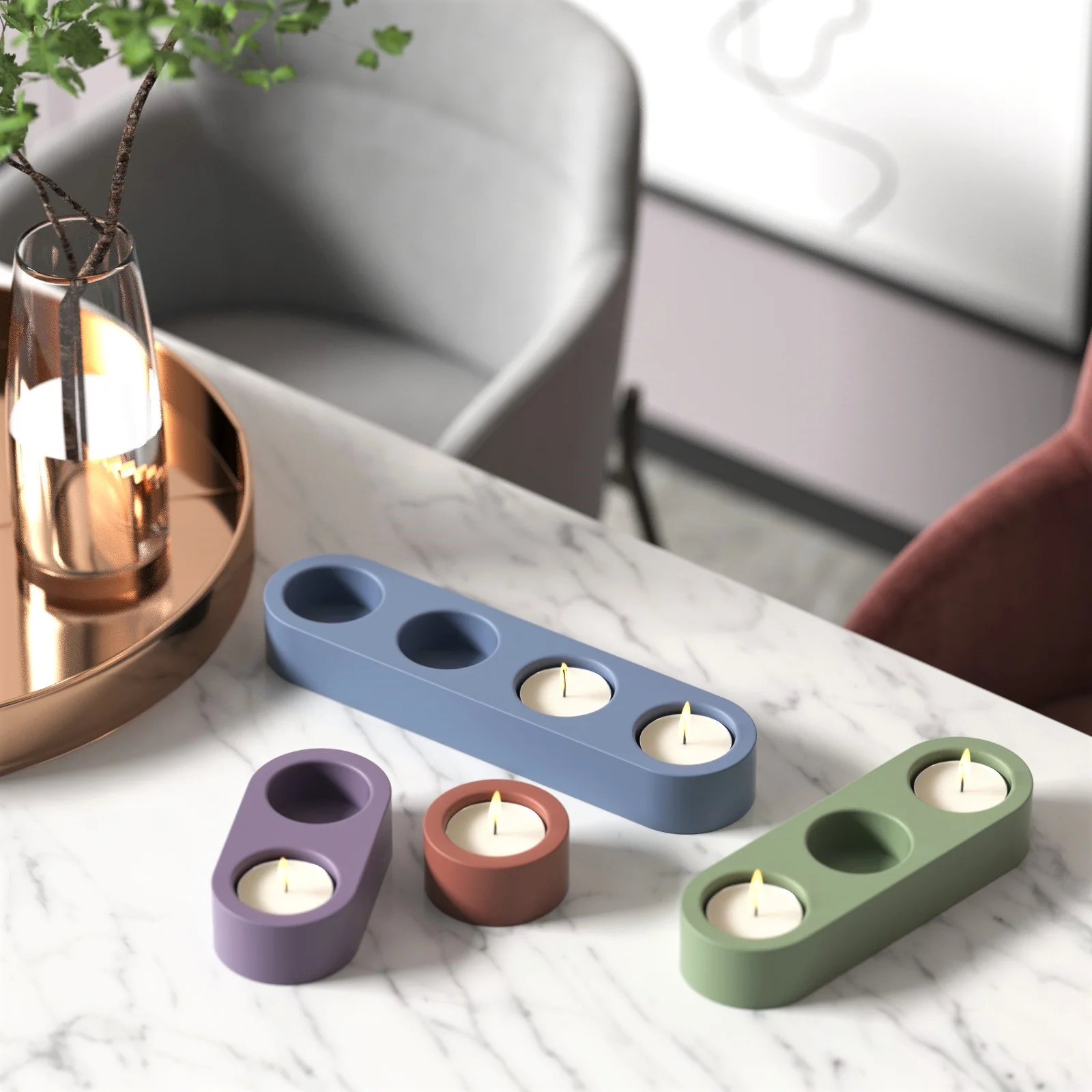 Multi-Cavity Tealight Candle Holder Combo Silicone Mold - Image 6