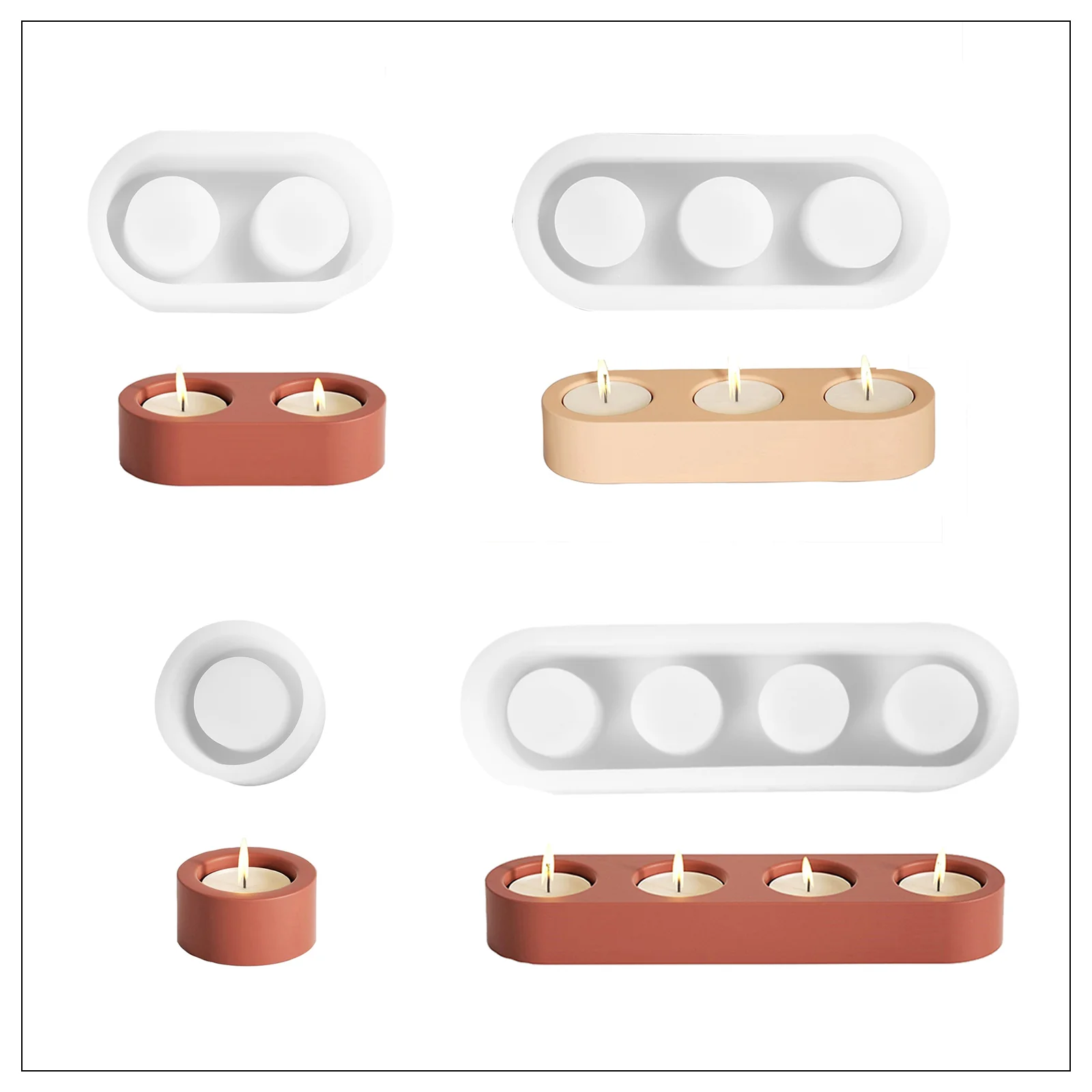 Multi-Cavity Tealight Candle Holder Combo Silicone Mold - Image 8