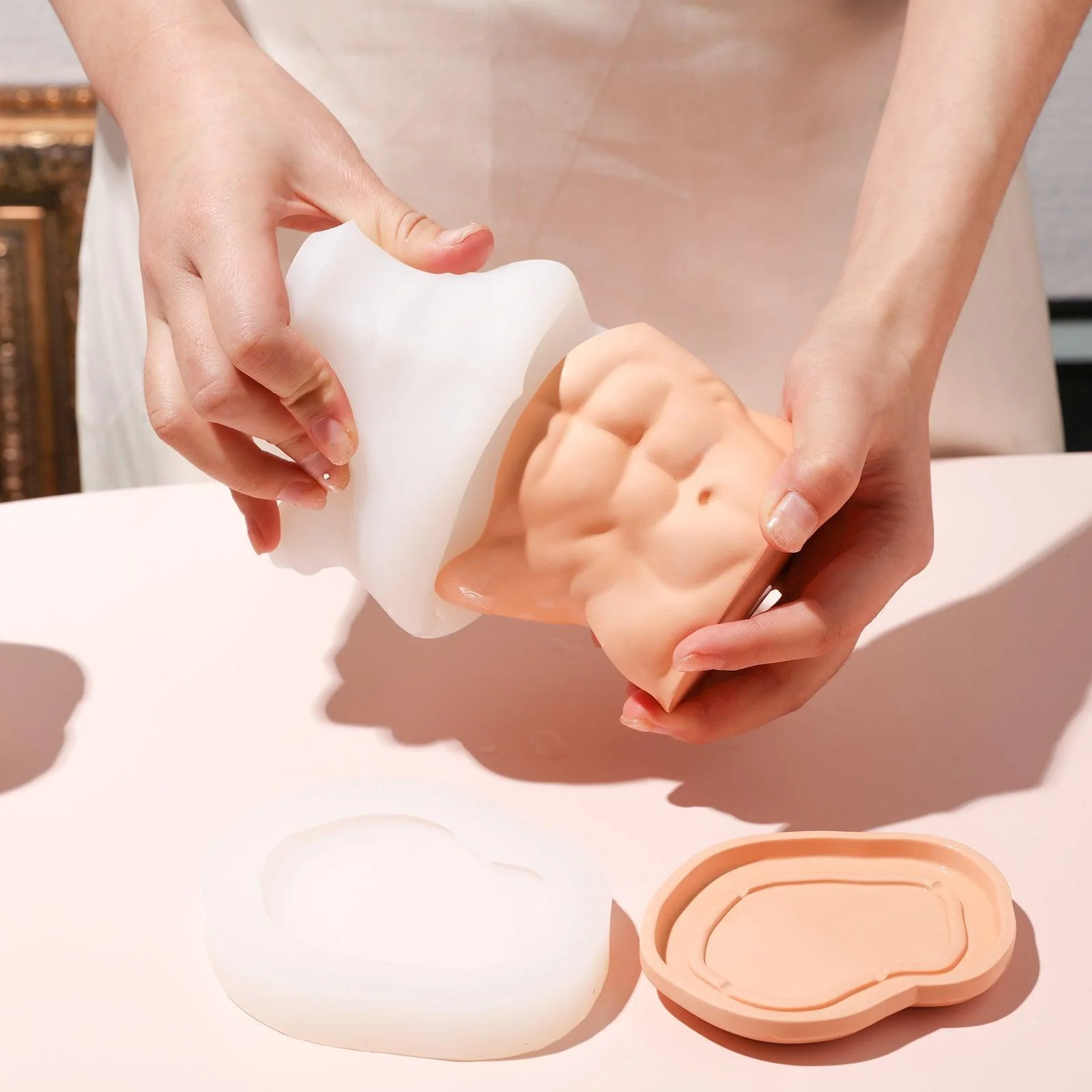 Male Upper Body Concrete Silicone Plant Mold - Image 2