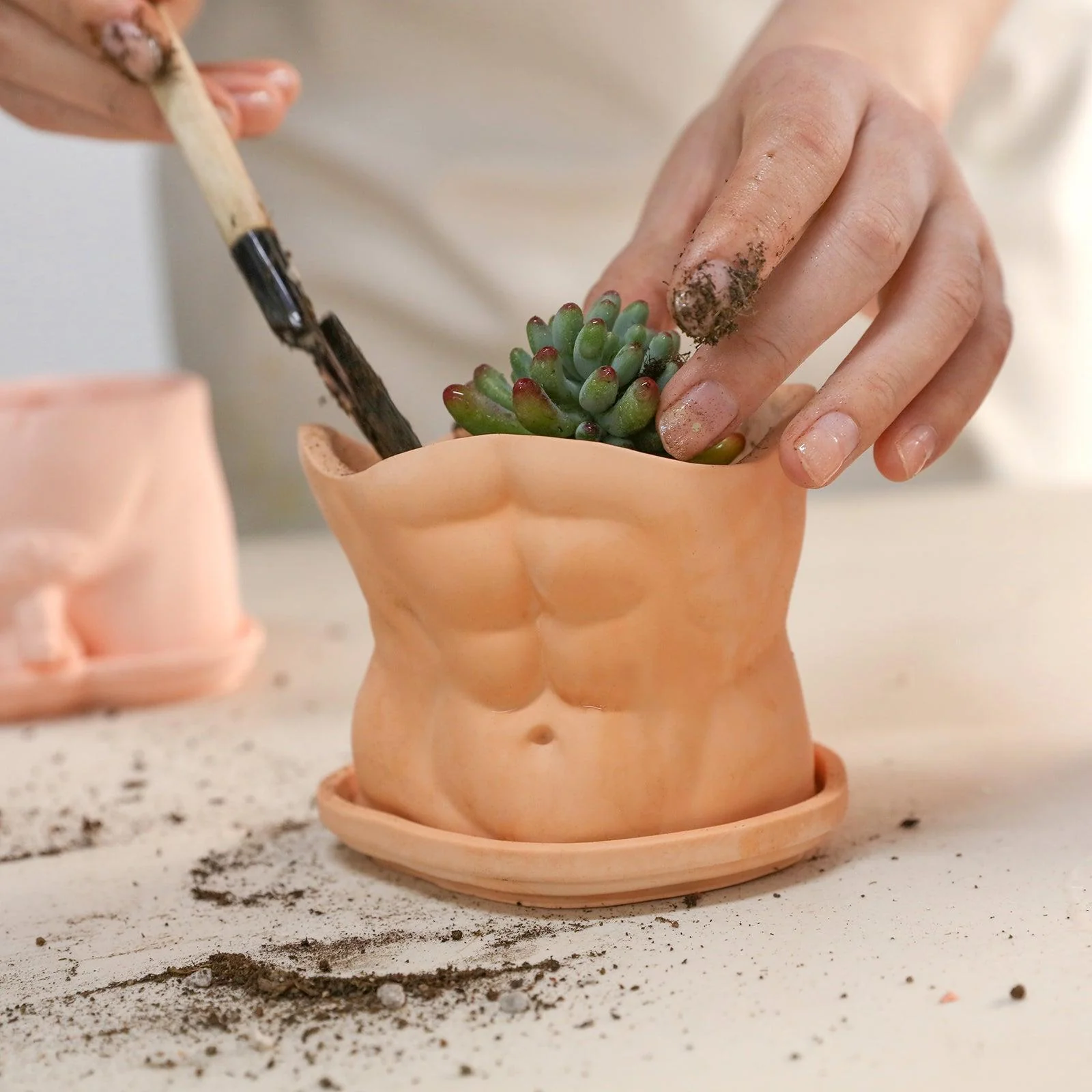 Male Upper Body Concrete Silicone Plant Mold - Image 5
