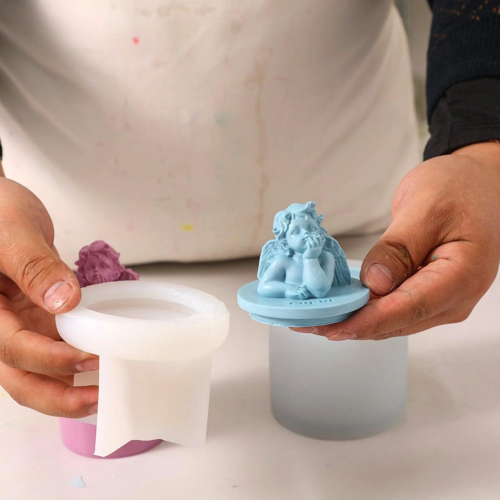 Mythology Sculptures CUPID Concrete Candle Jar Silicone Mold - Image 2